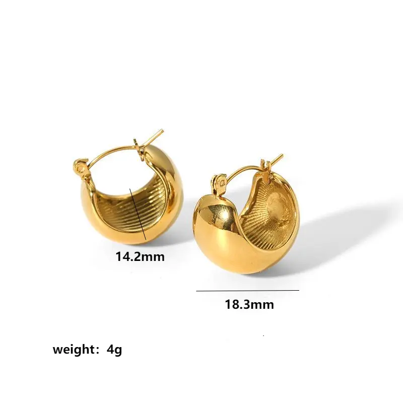 1 Pair Simple Trendy Style Basket Shape Stainless Steel 18K Gold Plated Women's Hoop Earrings  h5 Picture2